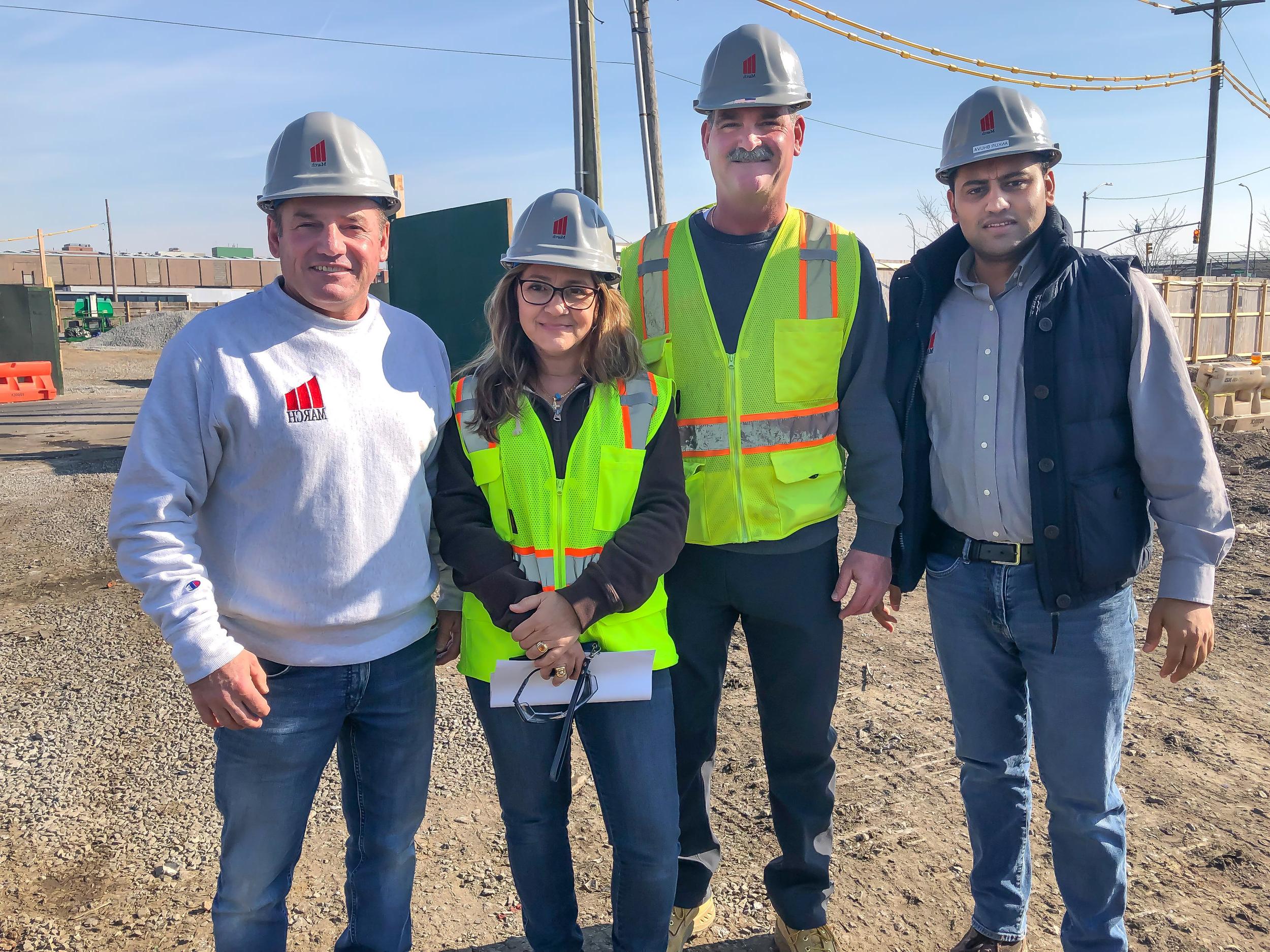  Team Photo at Brooklyn Logistics Center Safety Meeting! Ankur Bhuva, Frank Brady, Leila Stephan, Ben Turano   